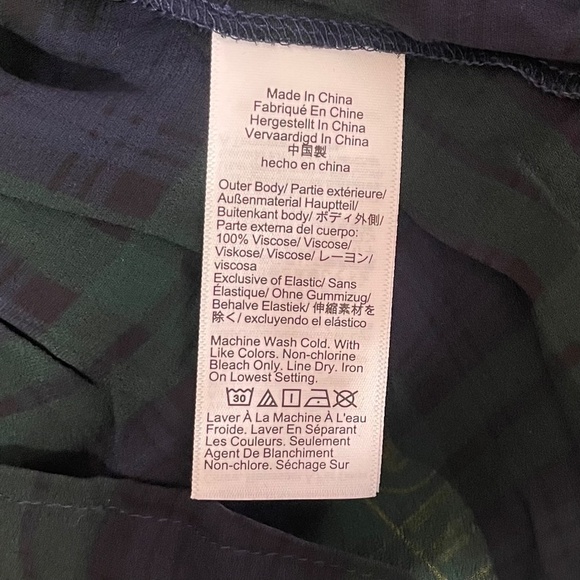 NEW!! J. CREW Chiffon Shirred-Waist Top Black Watch Tartan Plaid Copper Green 2 - Picture 13 of 14